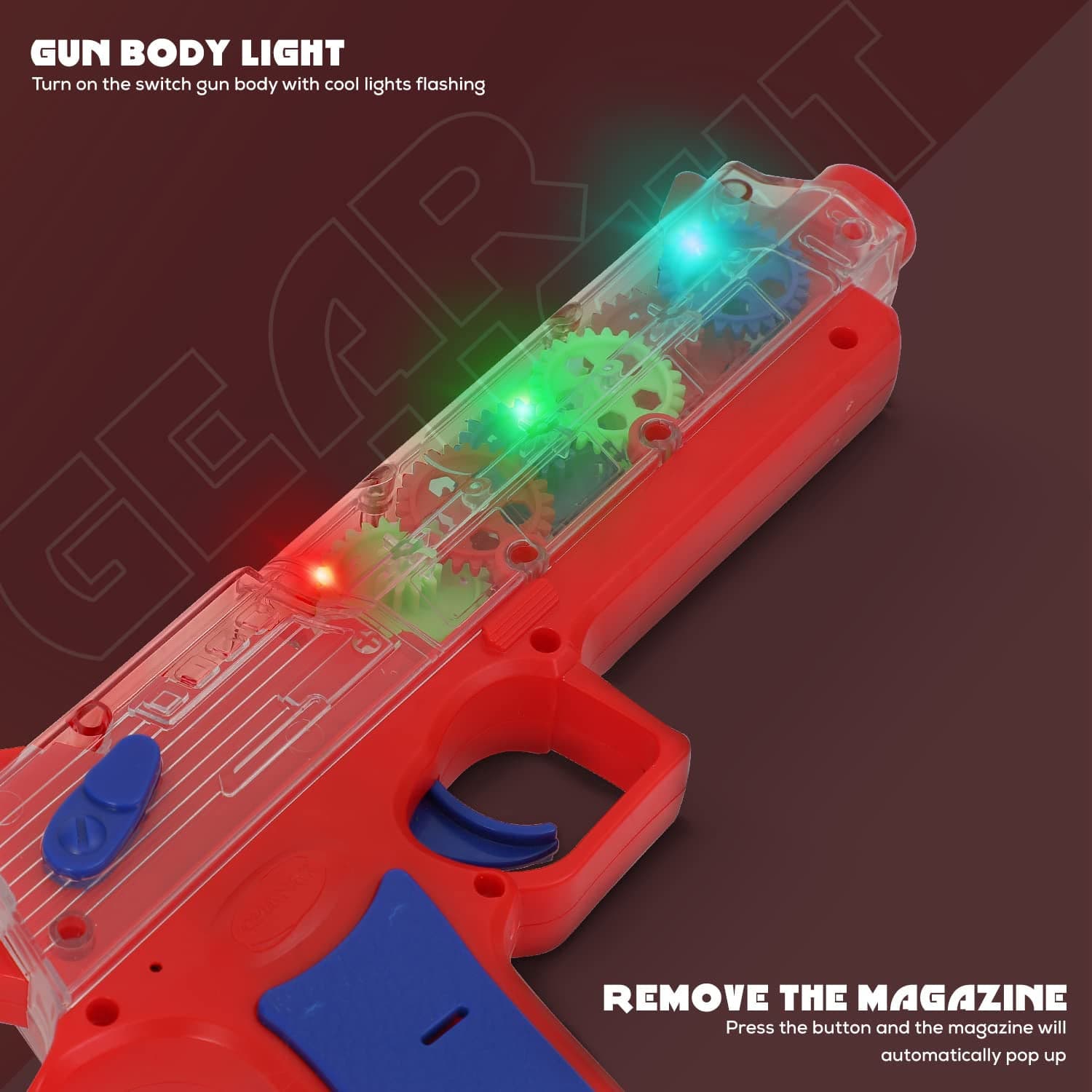 Plastic Gear Simulation Laser Toy Gun Of 3D Lights, Music & Rotating Gear (1 Pc, 3+ Years) thumbnail 6
