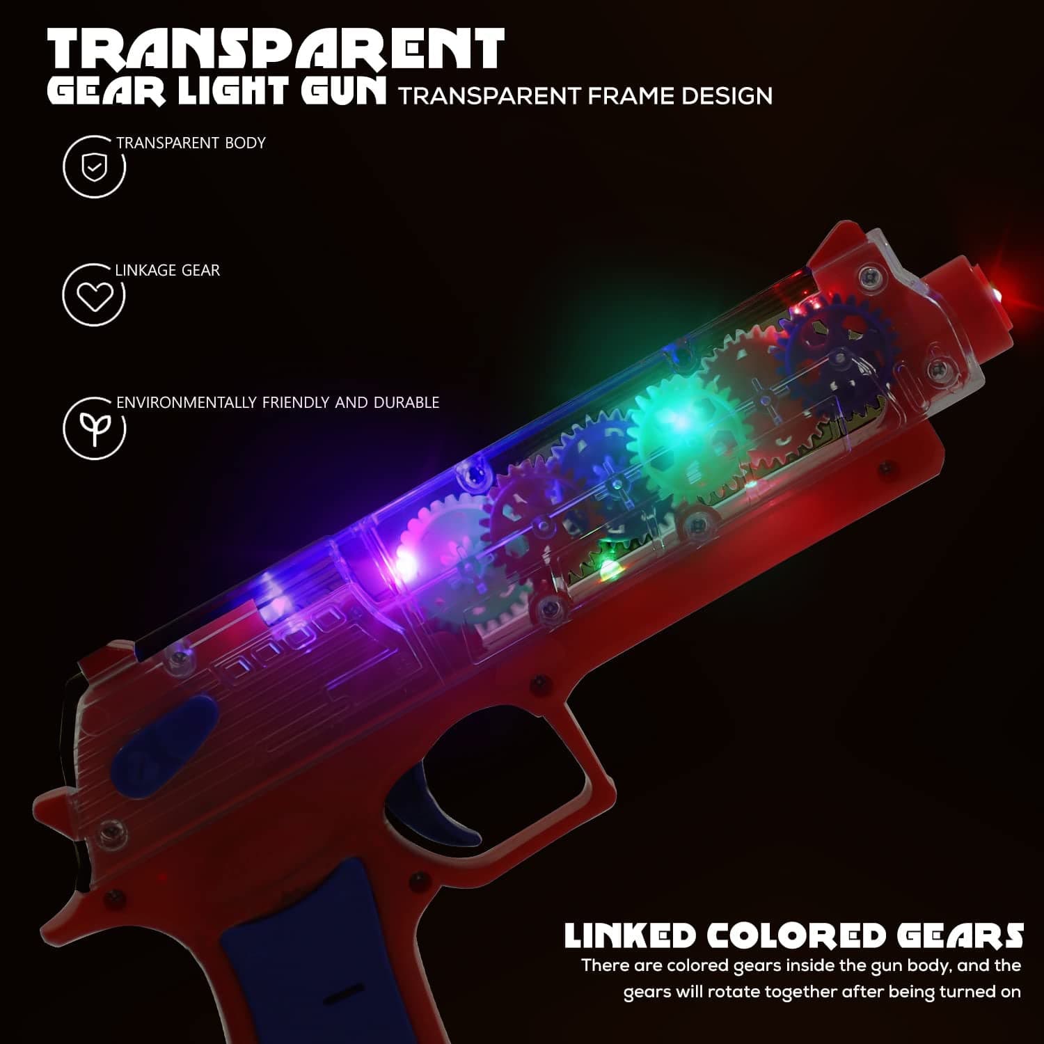 Plastic Gear Simulation Laser Toy Gun Of 3D Lights, Music & Rotating Gear (1 Pc, 3+ Years) thumbnail 7