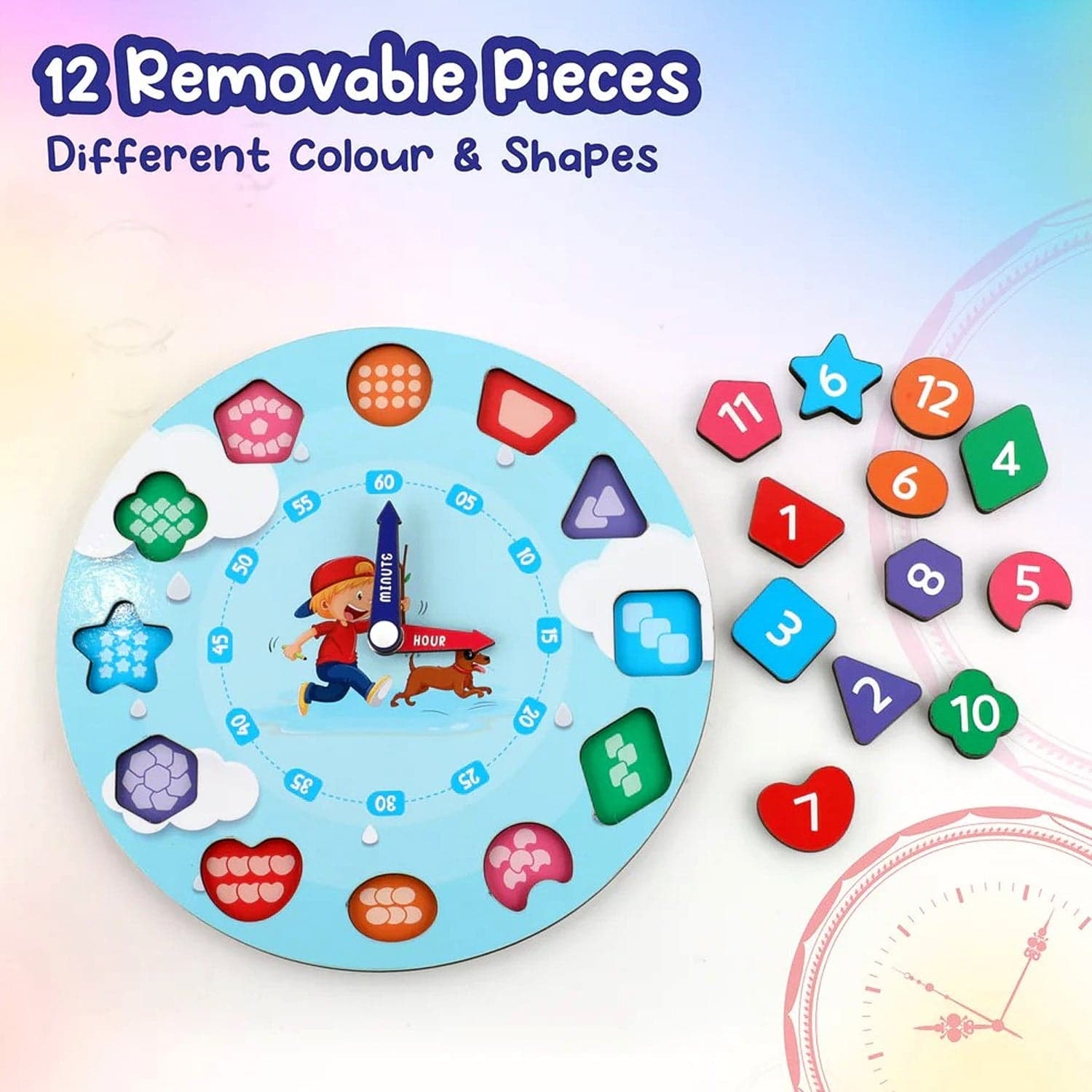 Learning Wooden Clock Toy At49 thumbnail 5