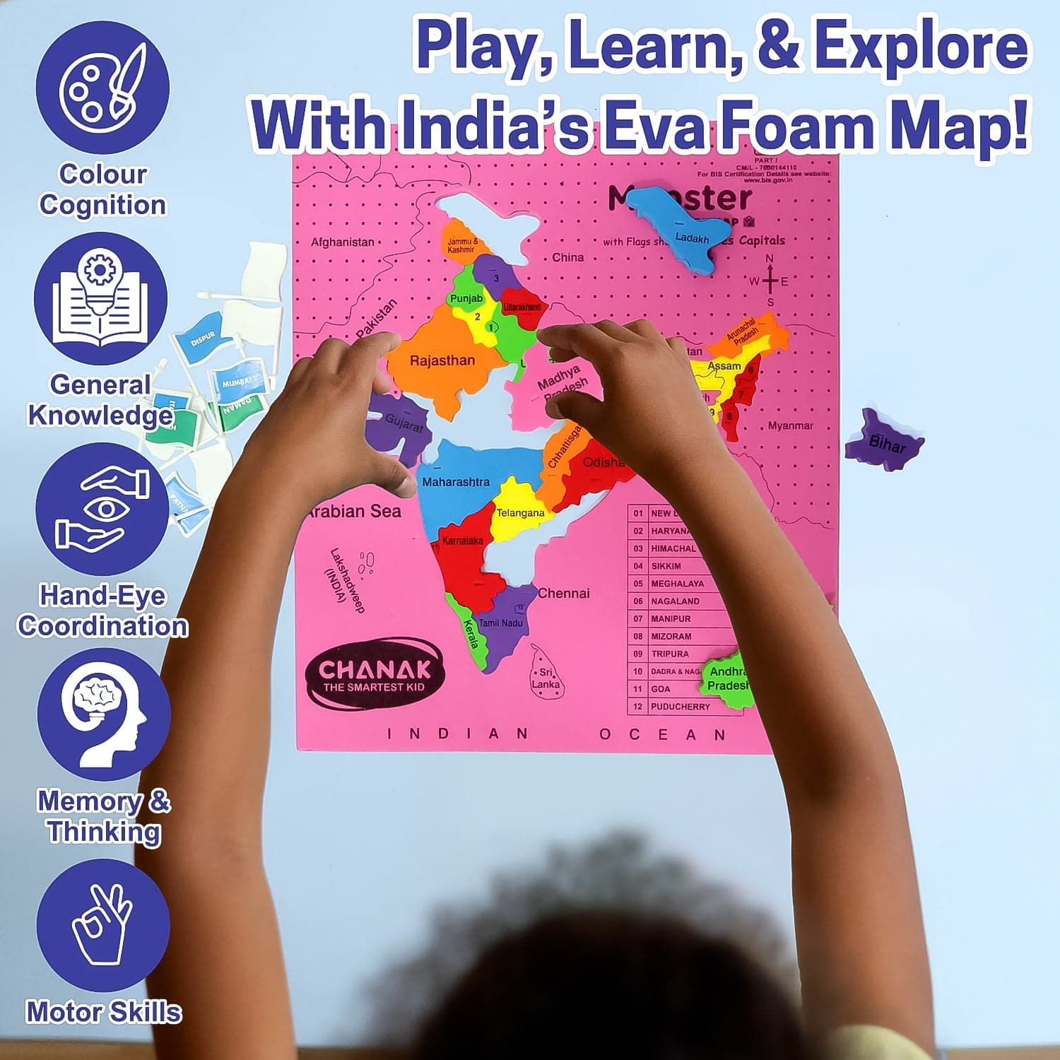 Aditi Mapster India Map Eva Foam Puzzle Set thumbnail 2