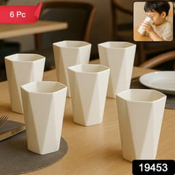 Hexagon Shape Plastic Drinking Glass Set 6Pc