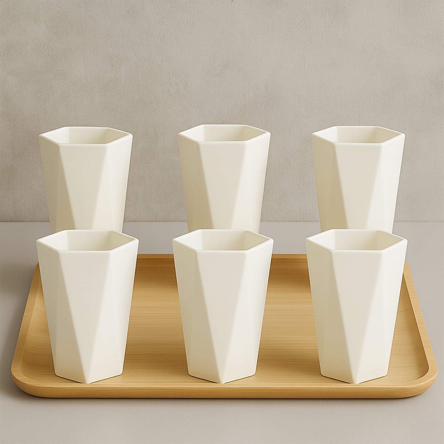 Hexagon Shape Plastic Drinking Glass Set 6Pc thumbnail 3