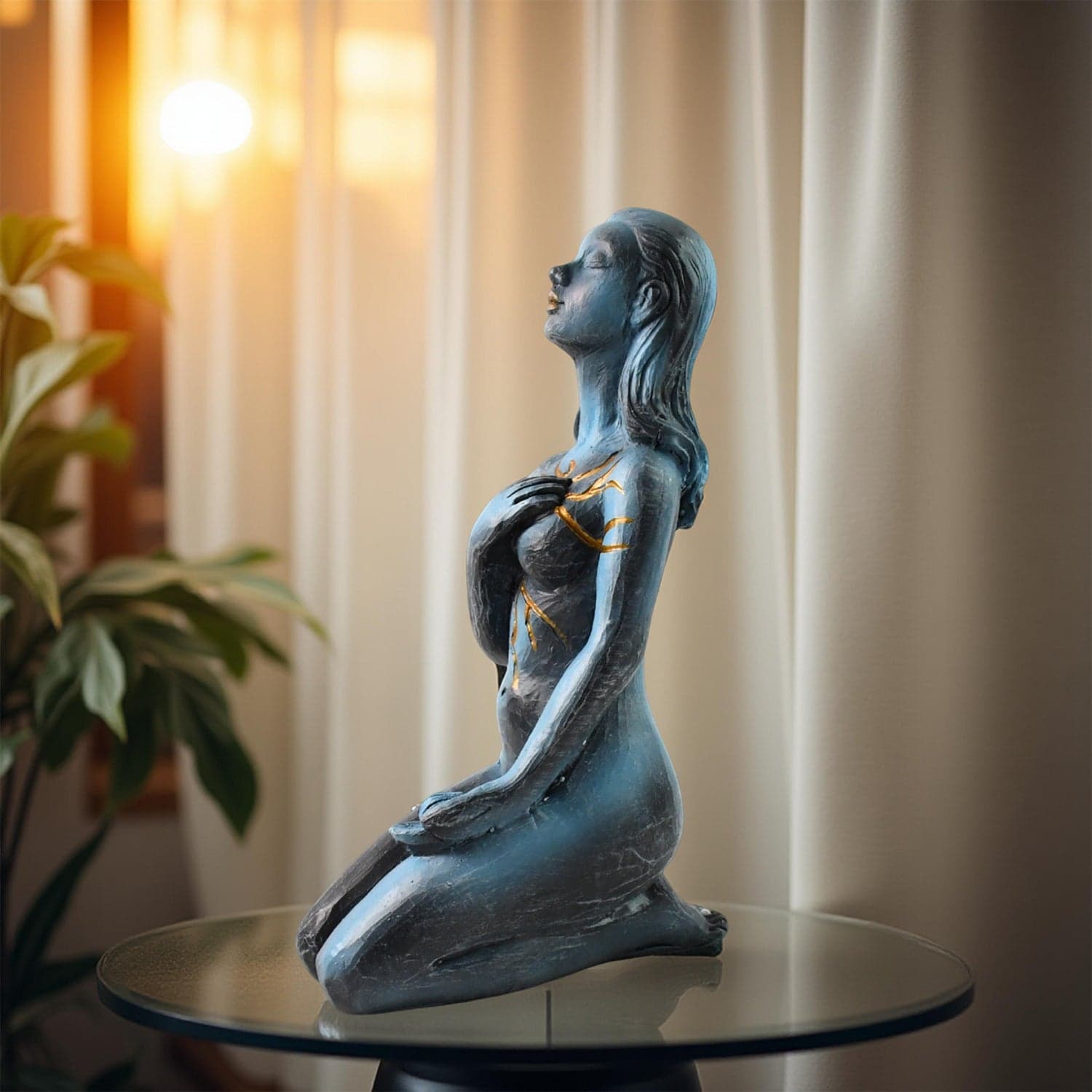 Elegant Resin Kneeling Woman Decorative Statue 1 Pc thumbnail 6