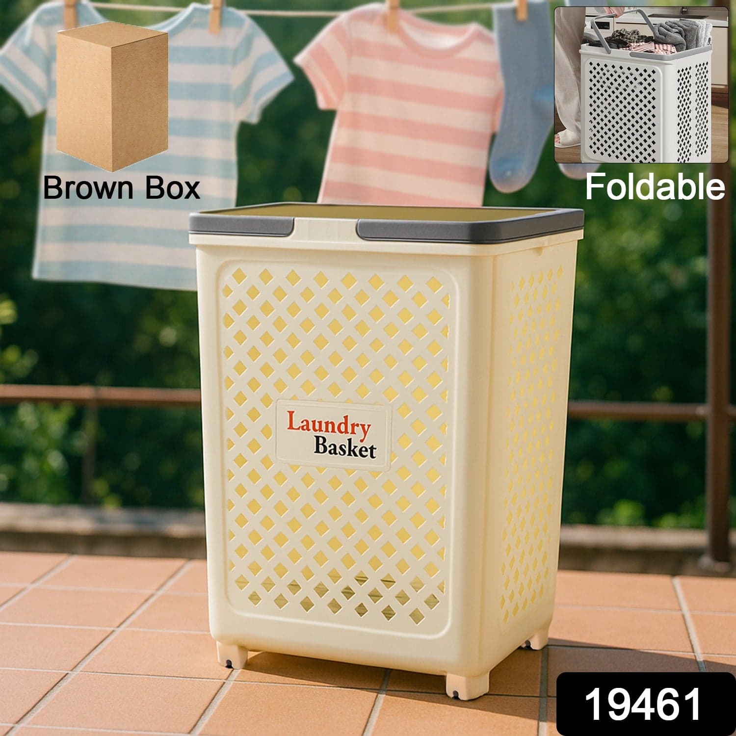 Large Foldable Laundry Basket With Wheels thumbnail 1