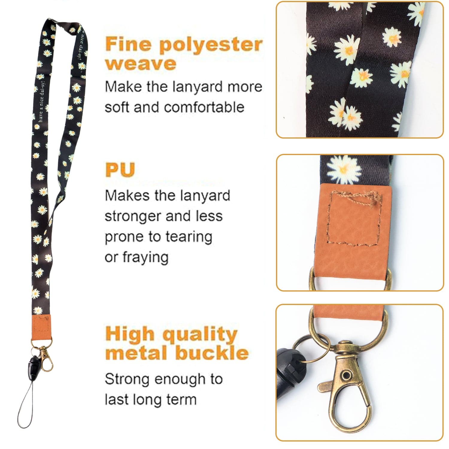 Floral Print Neck Lanyard Strap With Clip Hook thumbnail 2
