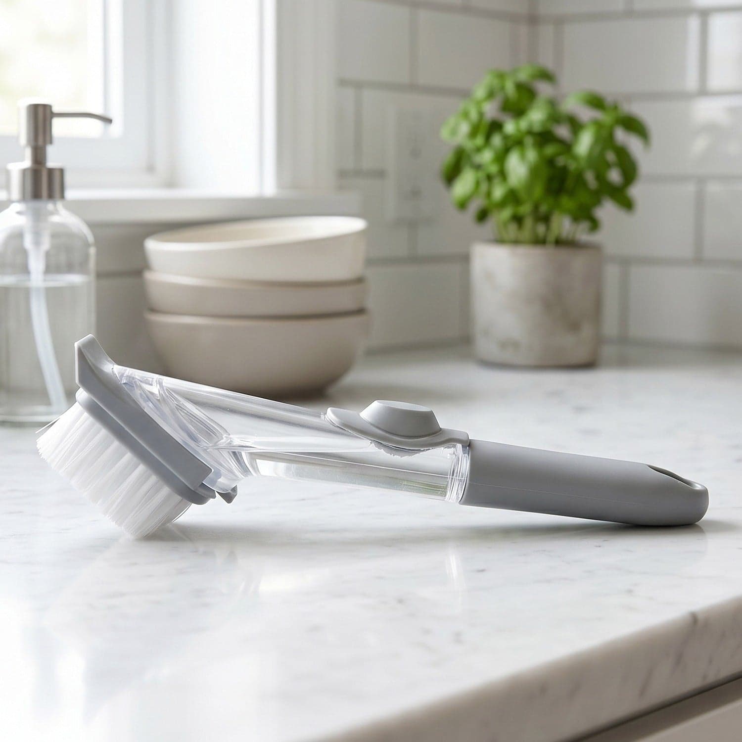 Refillable Soap Dispensing Dish Scrub Brush the Effortless & Hygienic Cleaning thumbnail 7