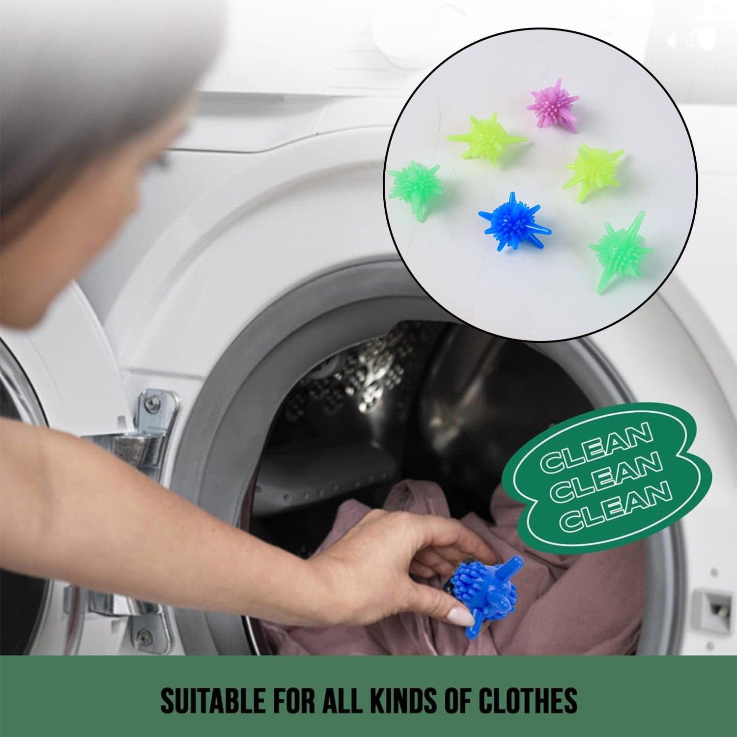 Washing Machine Laundry Reusable Soft Spiky Balls 6 Pc thumbnail 3