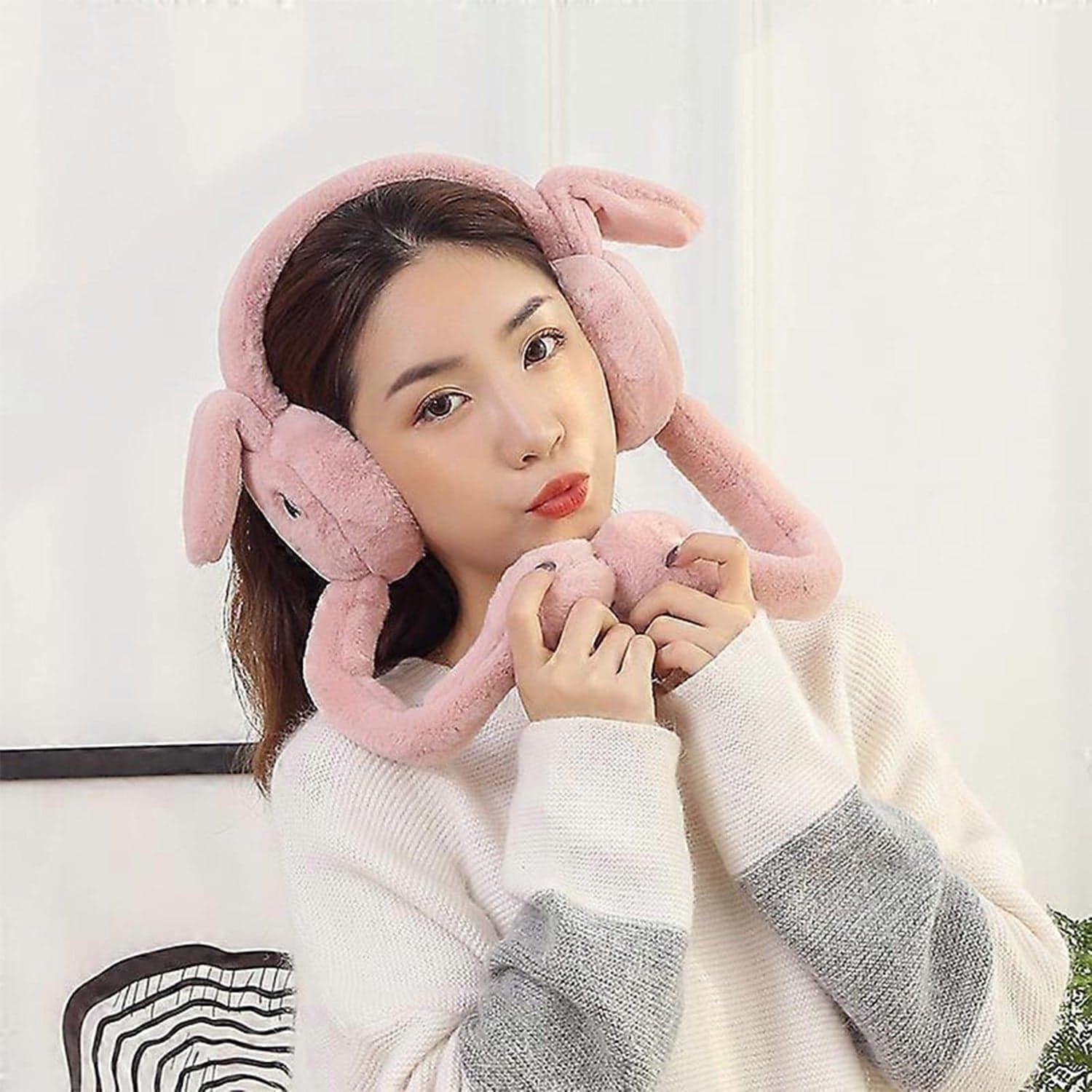 Cute Jumping Rabbit Ear Plush Winter Earmuffs 1 Pc 1 thumbnail 5