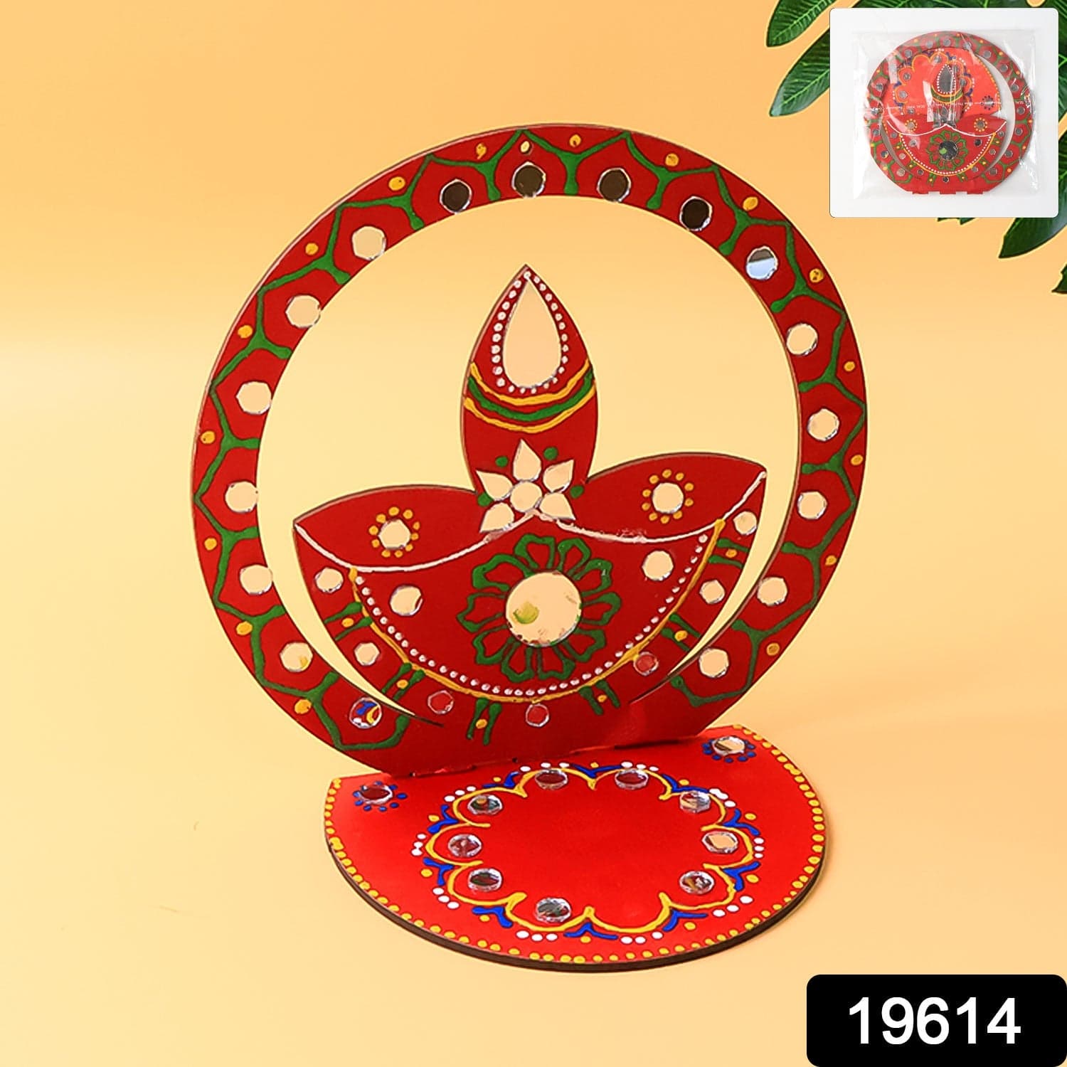 Handcrafted Wooden Decorative Diya Stand 1 Pc thumbnail 1