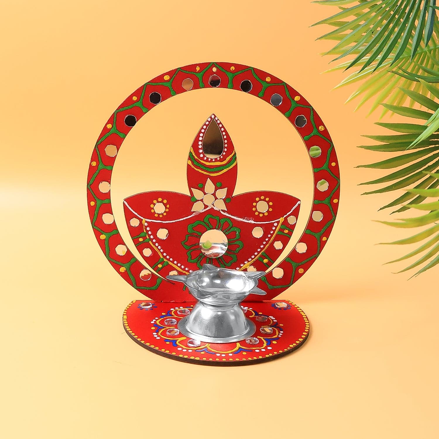 Handcrafted Wooden Decorative Diya Stand 1 Pc thumbnail 2