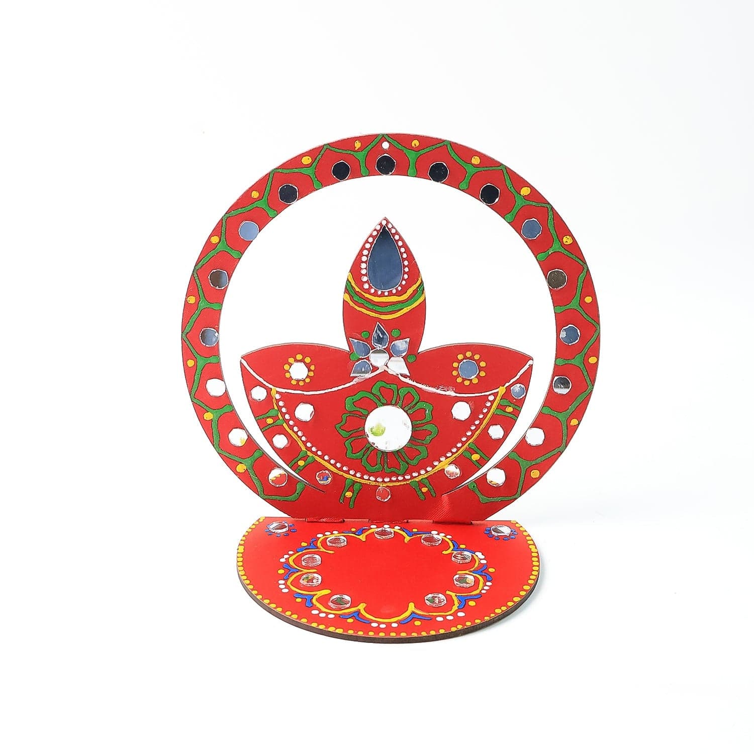 Handcrafted Wooden Decorative Diya Stand 1 Pc thumbnail 4