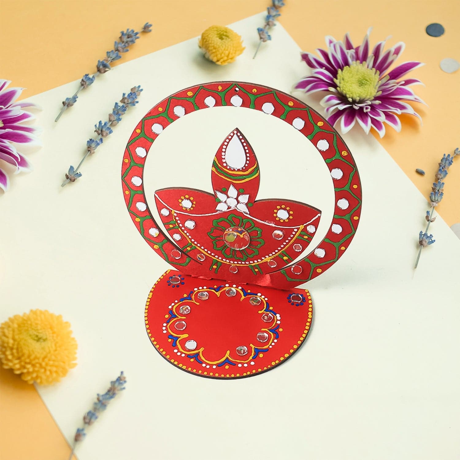 Handcrafted Wooden Decorative Diya Stand 1 Pc thumbnail 5
