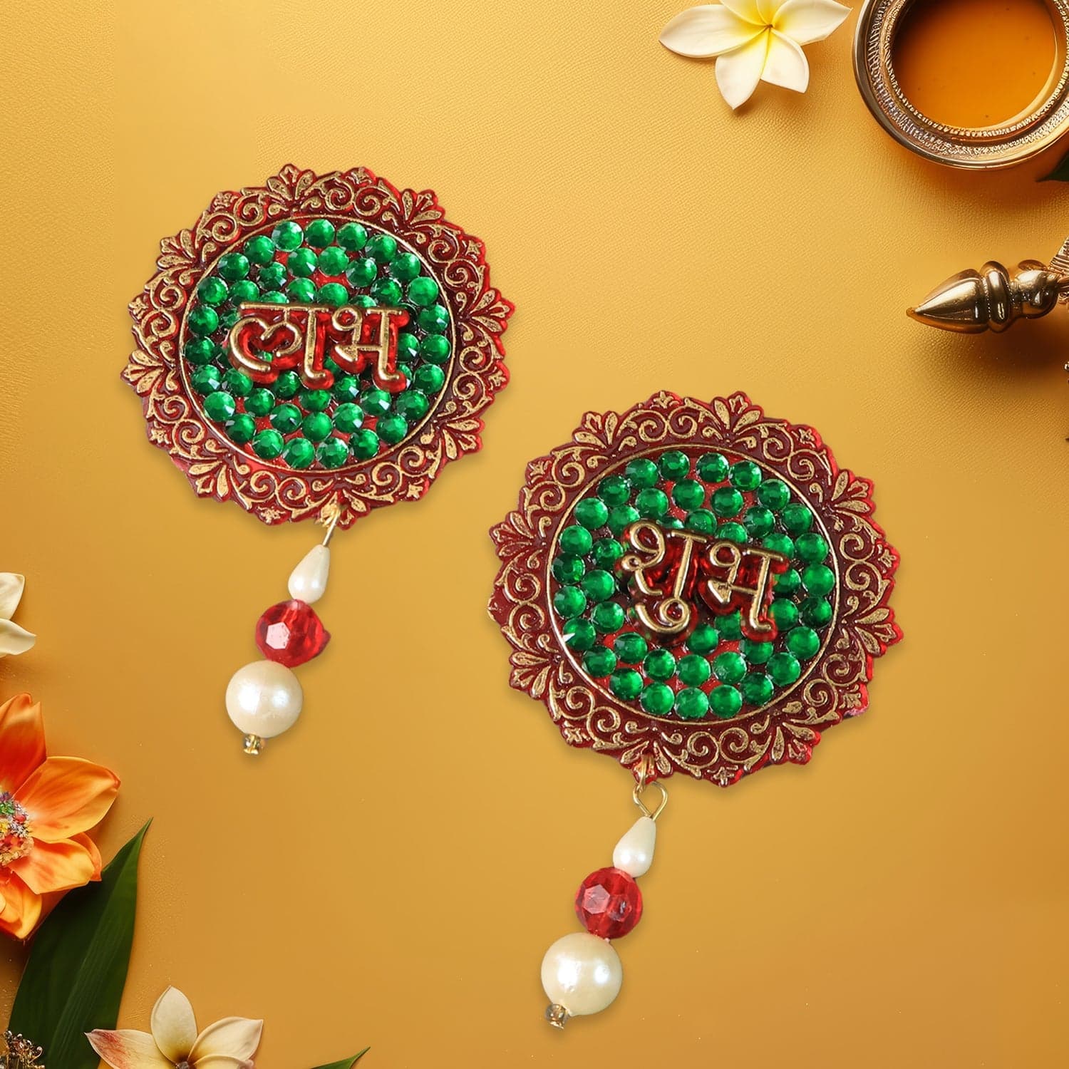 Shubh Labh Beaded Decorative Door Hanging 2 Pc thumbnail 2