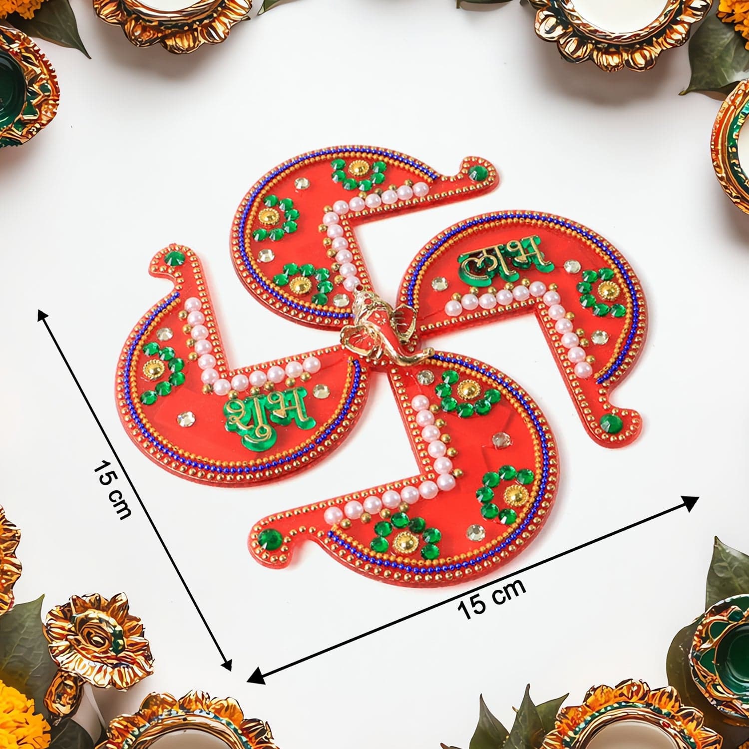 Acrylic Swastik Shubh Labh Wall Hanging 1 Pc thumbnail 3