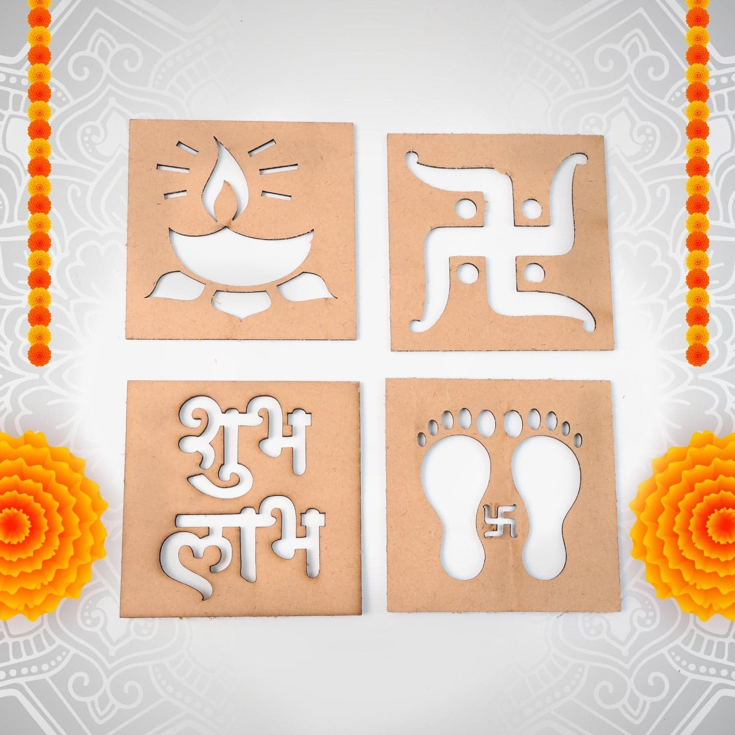 Wooden Decorative Cutouts Mix Design 4 Pc thumbnail 2
