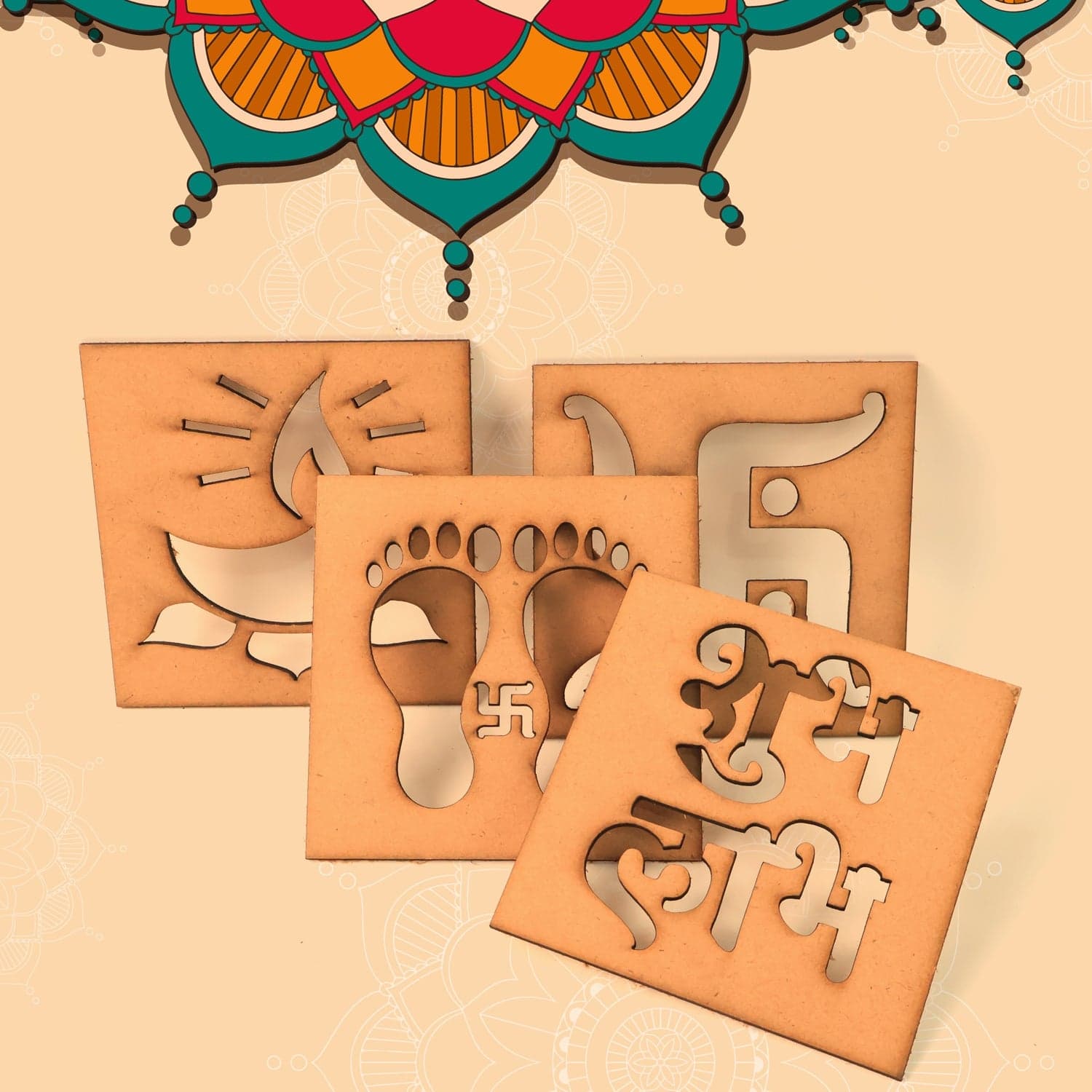 Wooden Decorative Cutouts Mix Design 4 Pc thumbnail 3