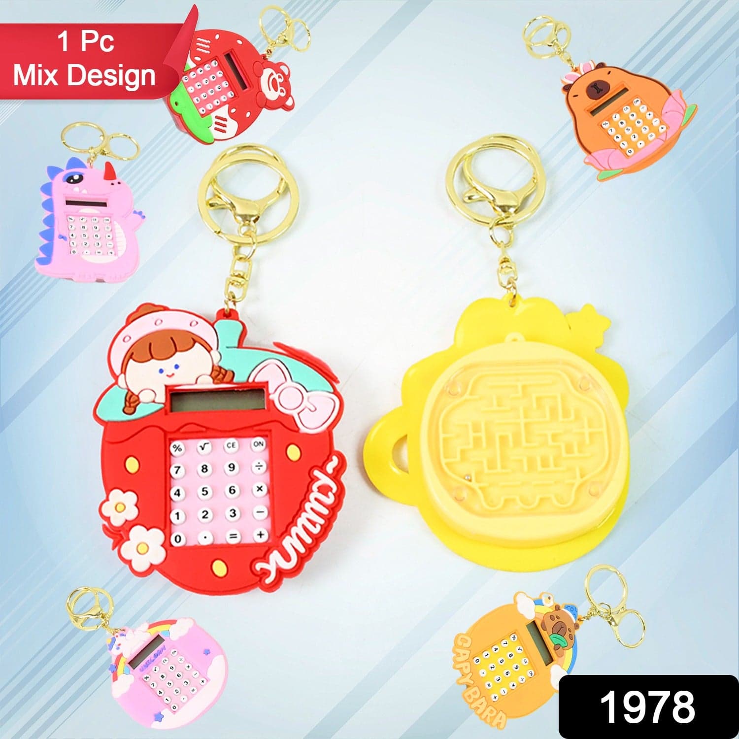 Mini Digital calculator Keychain (1 pc / Mix Design) thumbnail 2