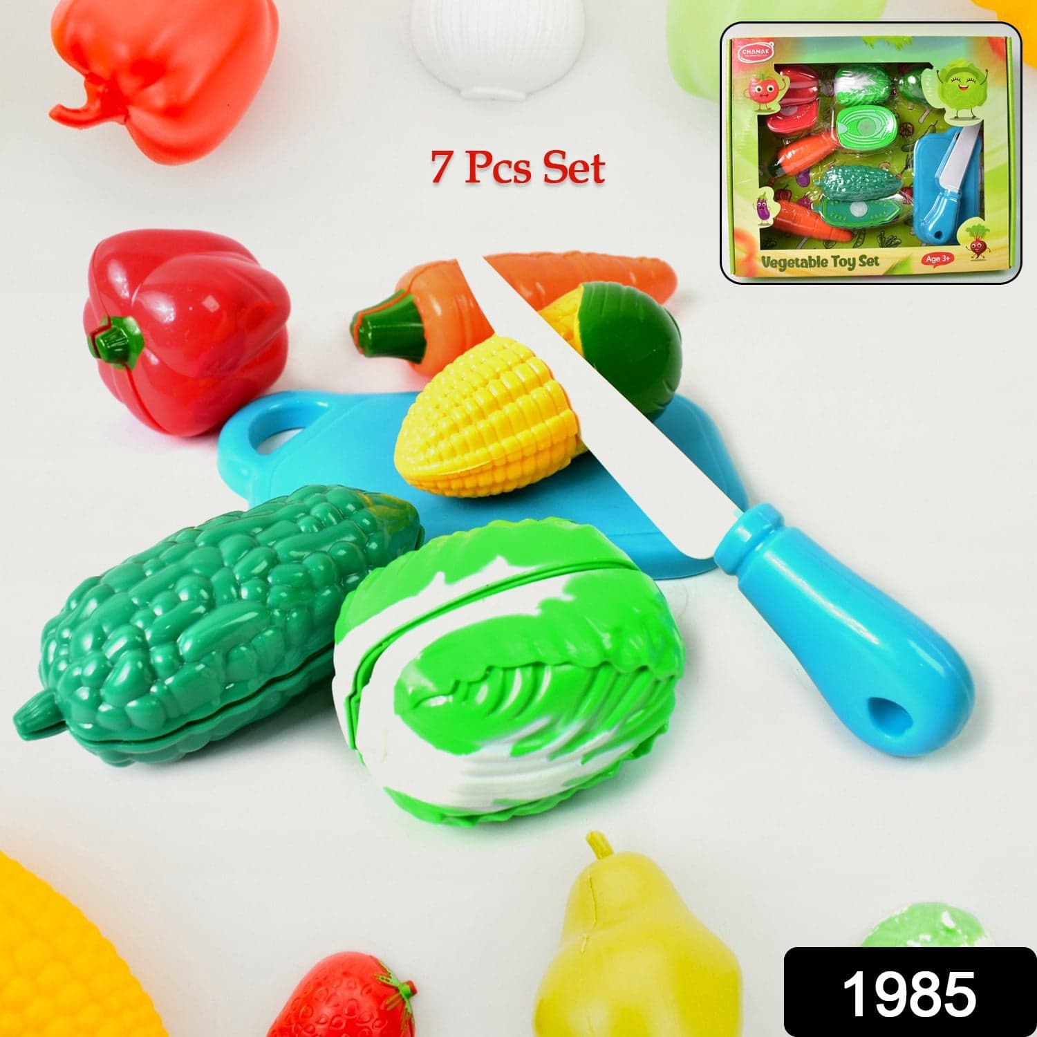Realistic slice-able fruits and vegetables cut in 2 part play toy set thumbnail 2