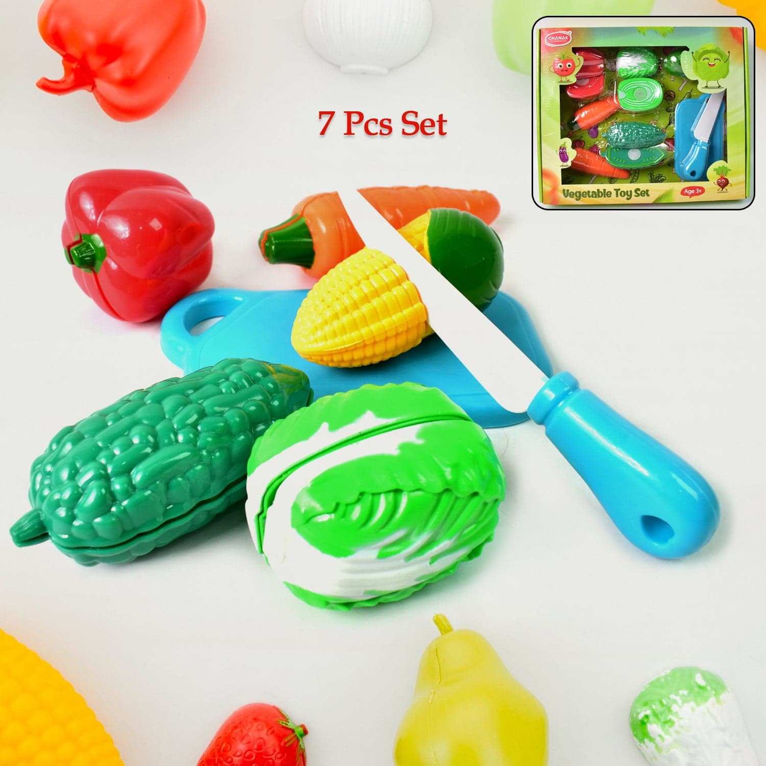 Realistic slice-able fruits and vegetables cut in 2 part play toy set thumbnail 3