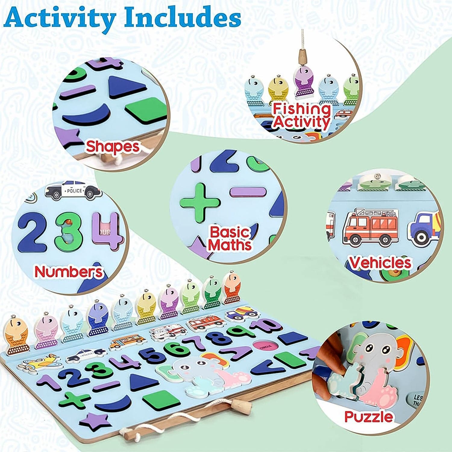 Wooden Number Puzzle Match Board and magnetic rod thumbnail 4