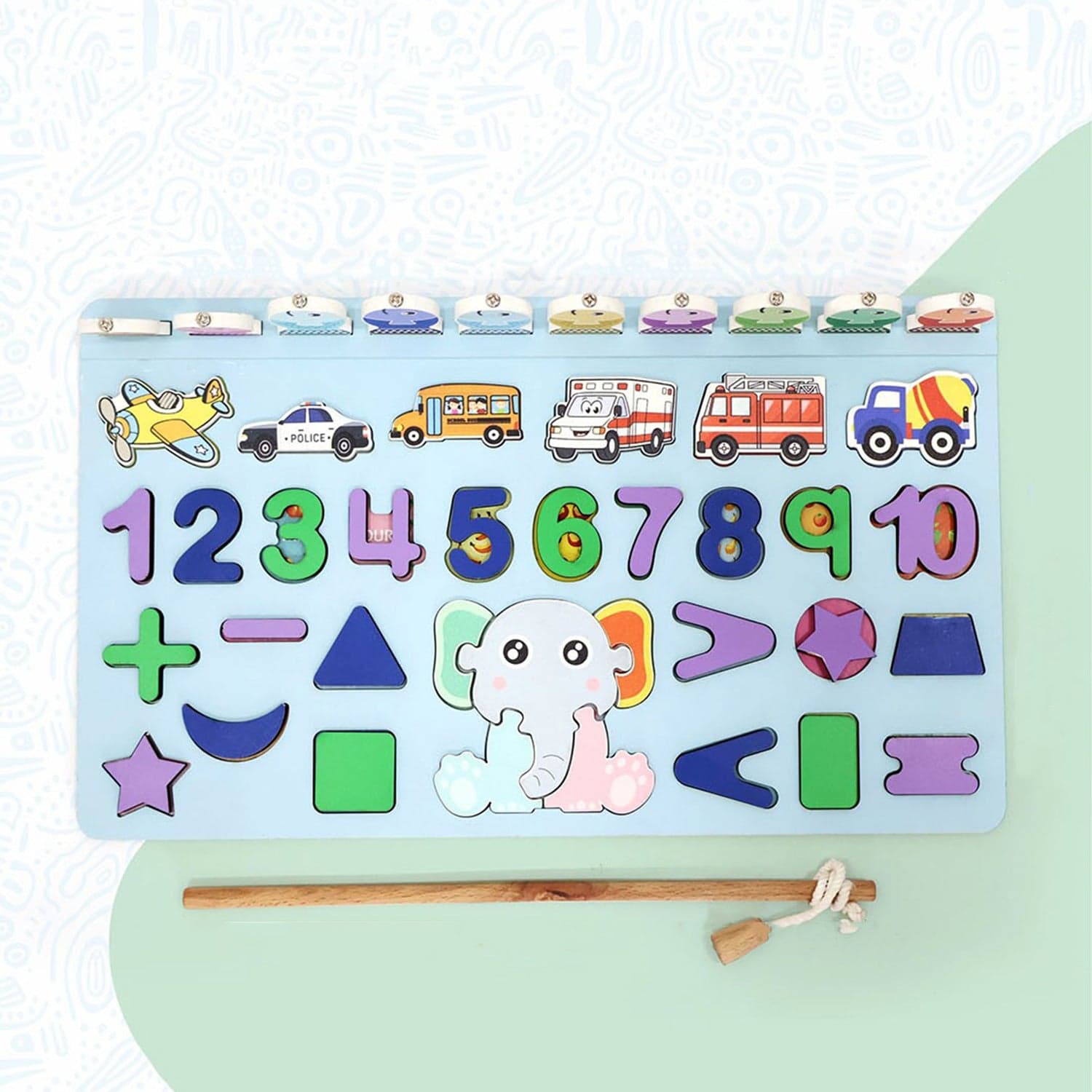 Wooden Number Puzzle Match Board and magnetic rod thumbnail 5
