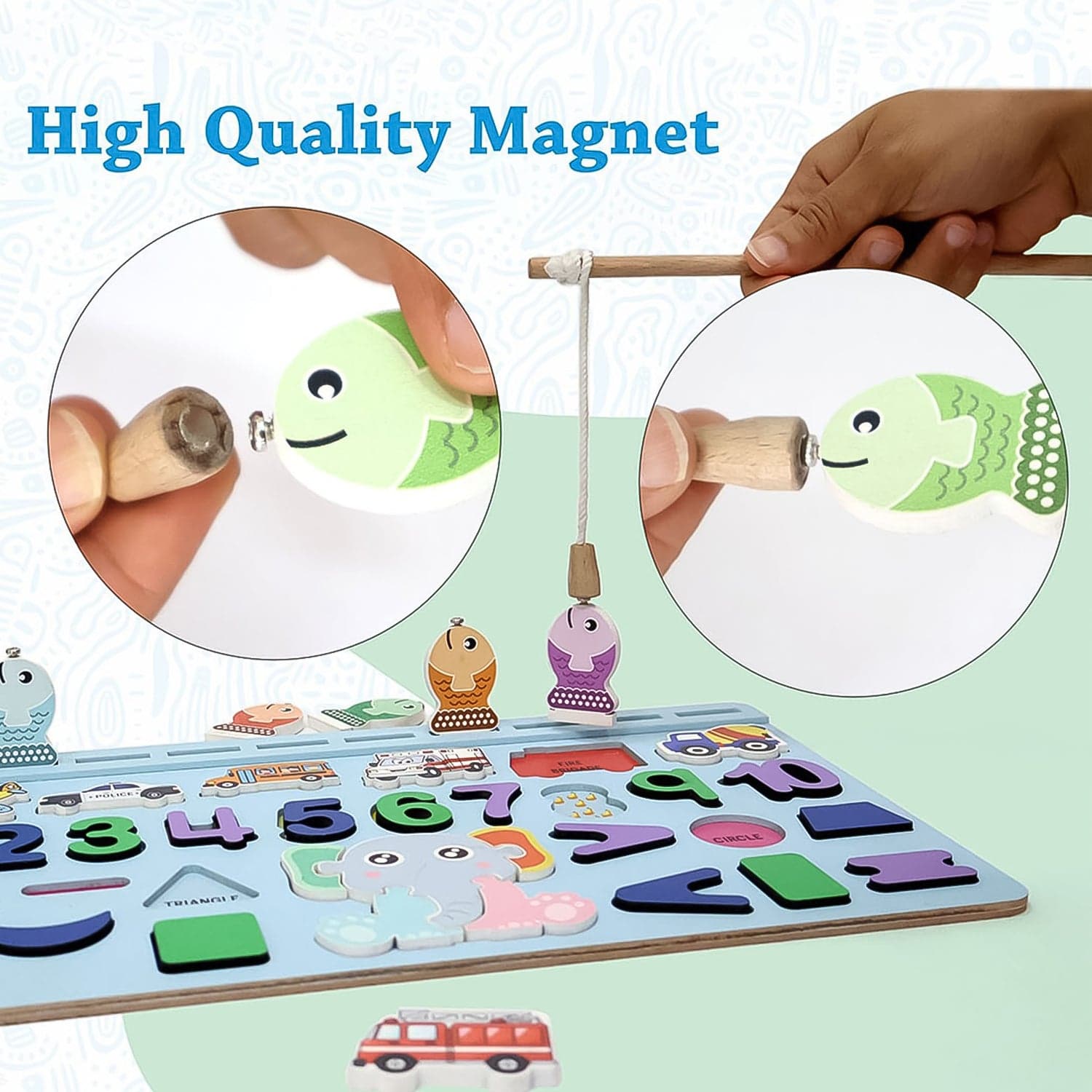 Wooden Number Puzzle Match Board and magnetic rod thumbnail 6