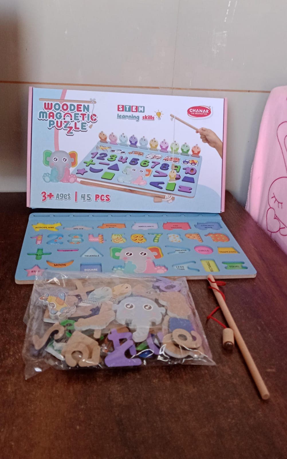Wooden Number Puzzle Match Board and magnetic rod thumbnail 7
