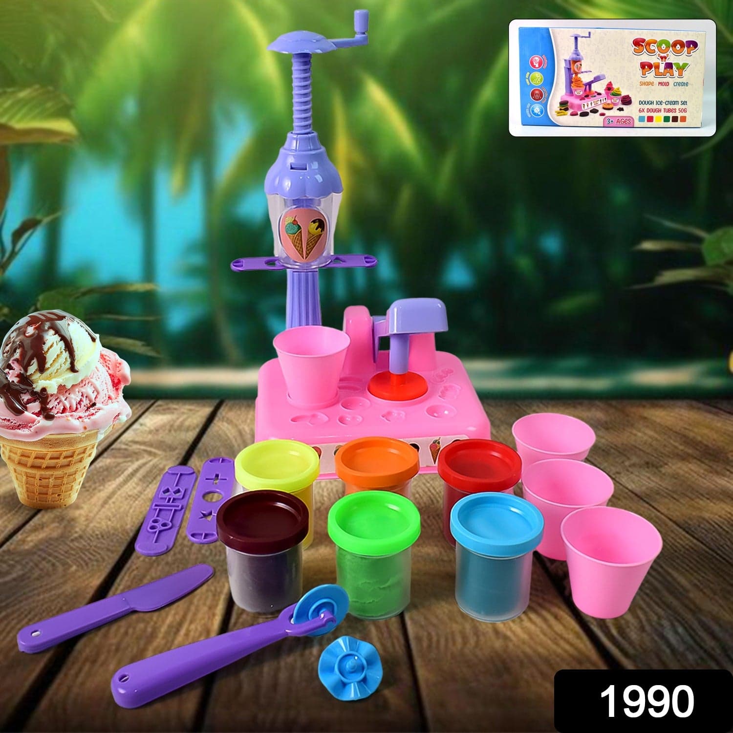 Scoop and Play Set, Color Dough for Kids Play Toys, Ice Cream Maker Machine (36 Pcs Set) thumbnail 2