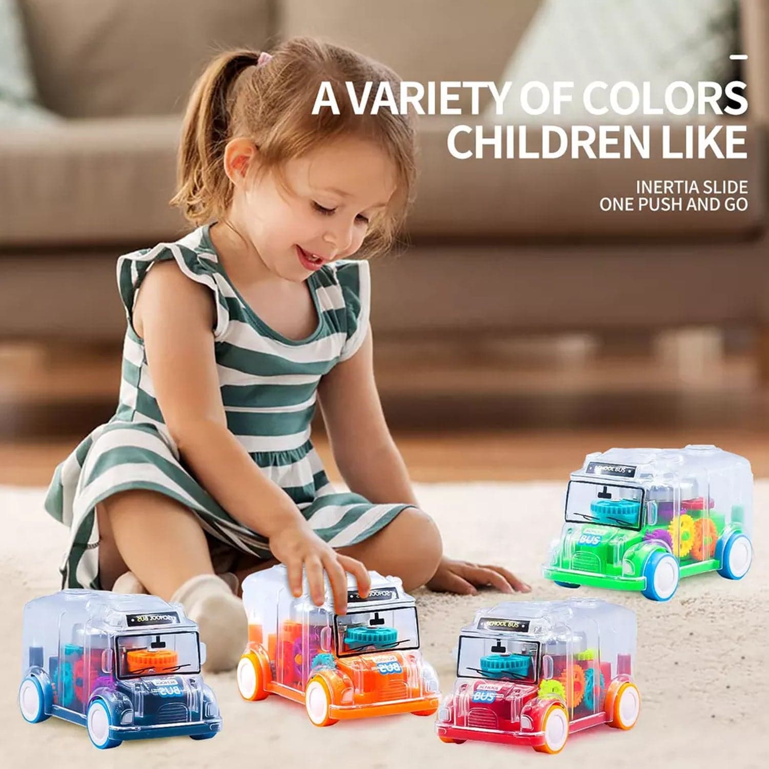 Transparent Musical Mini School Bus Toy for Kids thumbnail 3
