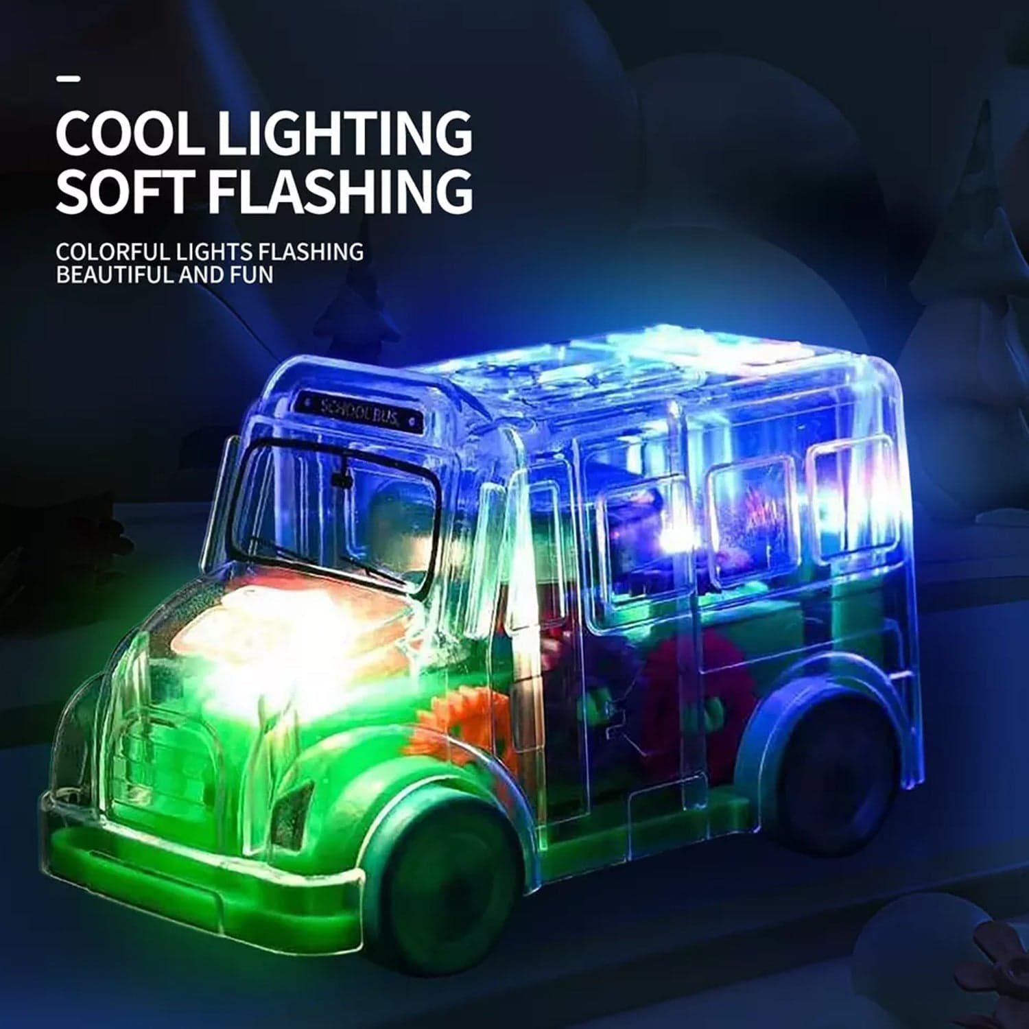 Transparent Musical Mini School Bus Toy for Kids thumbnail 5