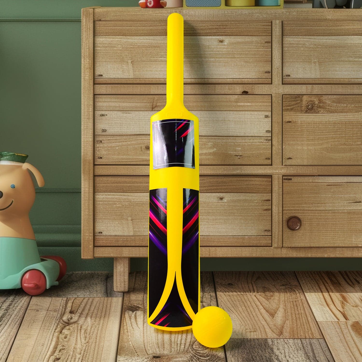 Small Cricket Kit For Boys & Girls, Cricket Set With 1 Cricket Bat, 1 Plastic Ball, Bails, 3 Stumps With Stand Base thumbnail 3
