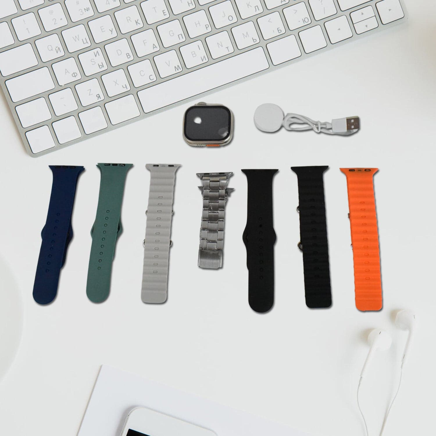 7 in 1 Ultra Smart watch Combo with Seven Classic Straps & Transparent Screen Guard (1 Set / Mix Color) thumbnail 6