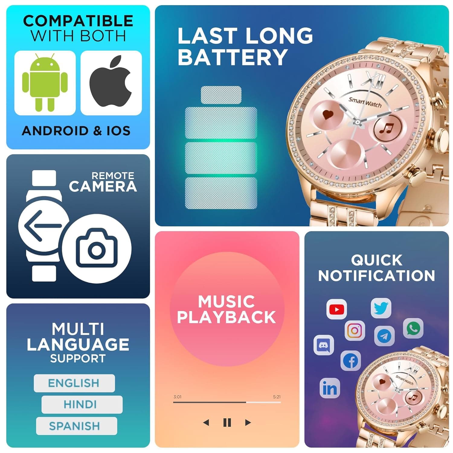 Gen 9 Diamond Strap Latest Smartwatch HD Display 2 Straps (1 Set) thumbnail 6
