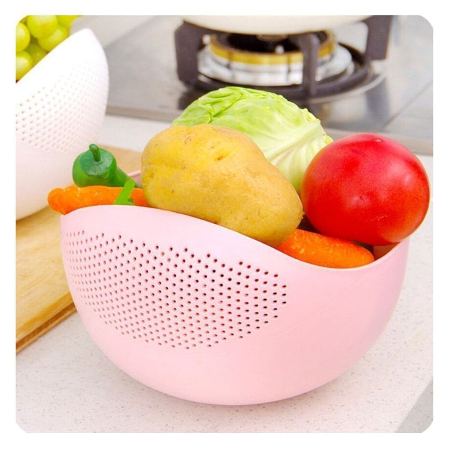 Plastic Rice Bowl / Food Strainer Thick Drain Basket With Handle For Rice ID-2015 thumbnail 7