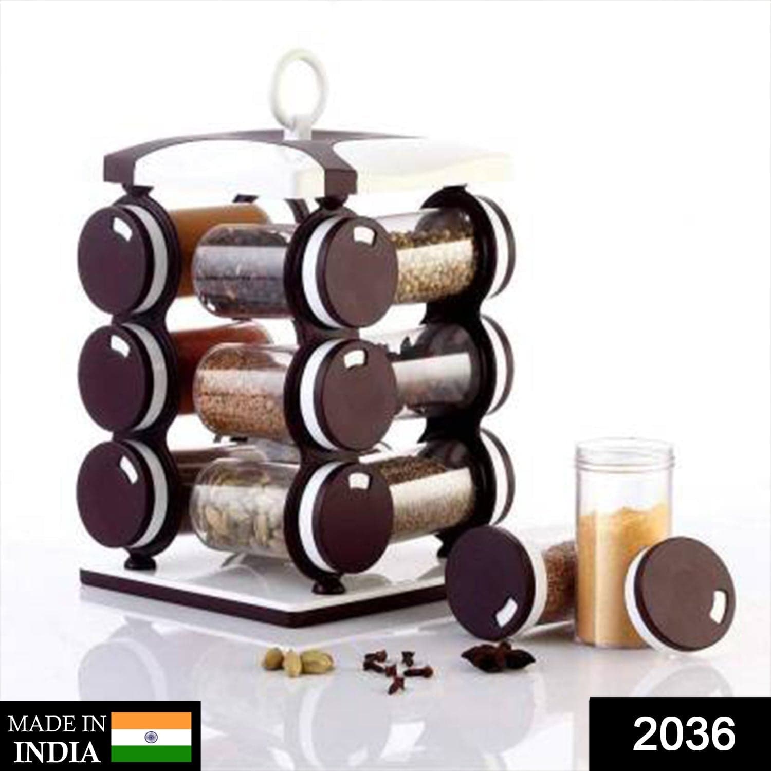Spice jar Set - Food Grade Plastic 12pcs Spice jar (Brown Box) thumbnail 2