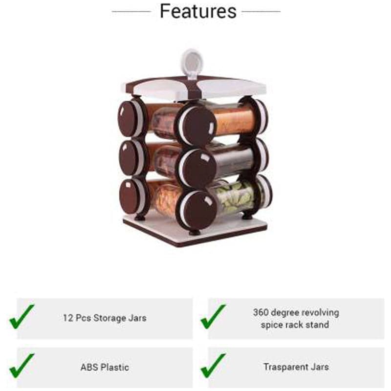 Spice jar Set - Food Grade Plastic 12pcs Spice jar (Brown Box) thumbnail 9