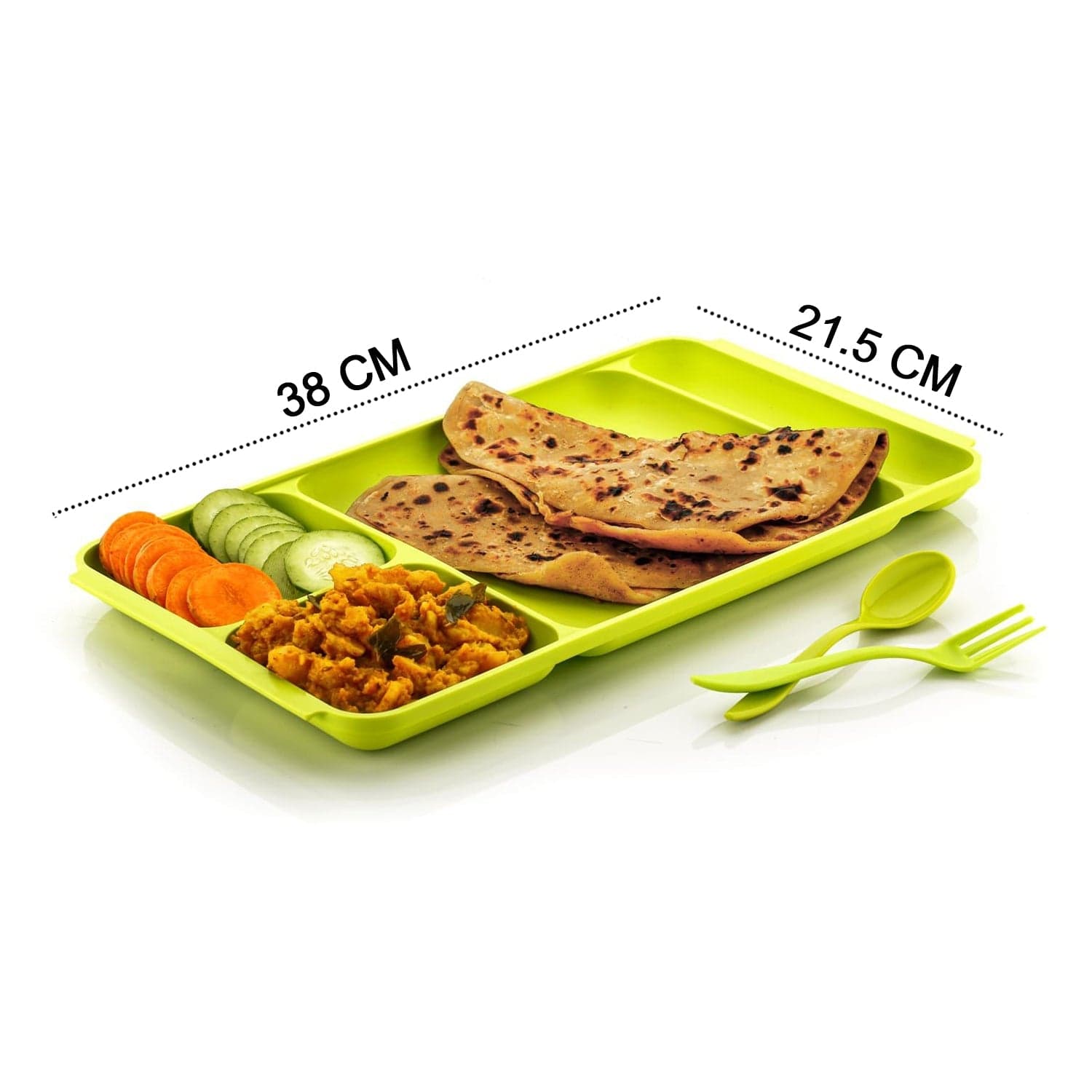 4-Compartment Plastic Dish Set with Spoon & Fork of Versatile Dinner & Pav Bhaji Plate thumbnail 6