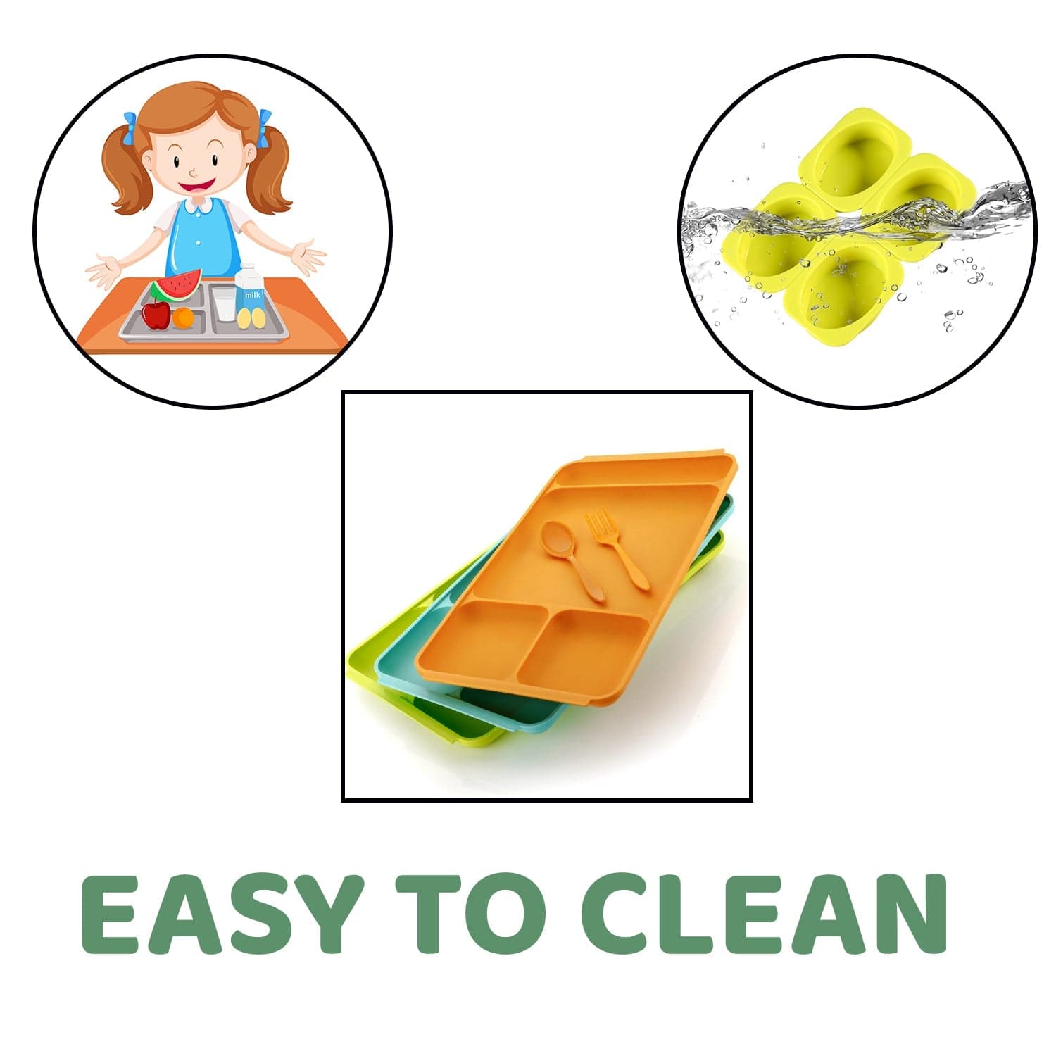 4-Compartment Plastic Dish Set with Spoon & Fork of Versatile Dinner & Pav Bhaji Plate thumbnail 7