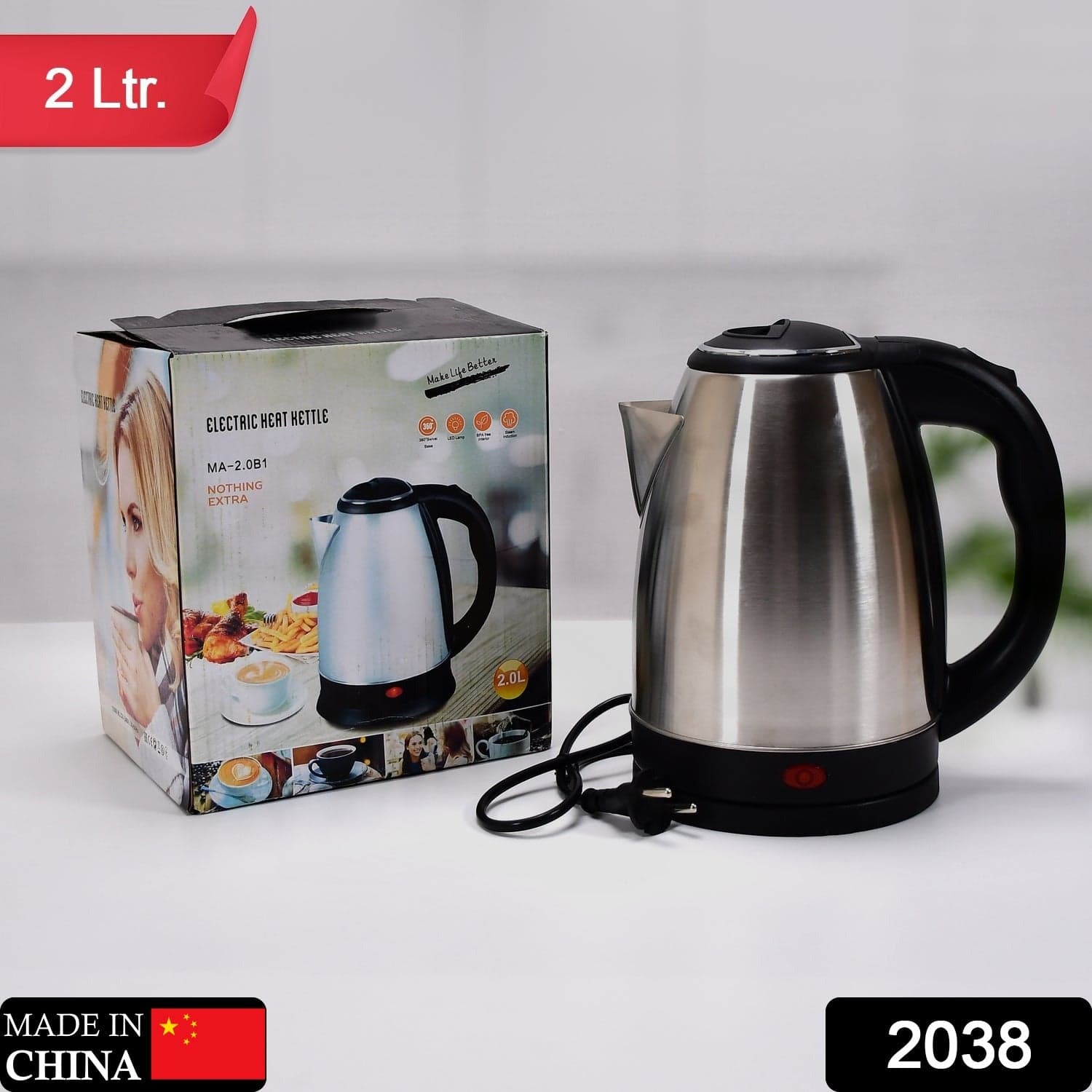 Electric Kettle | Super fast Boiling | 2Litres | Water Tea Coffee Instant Noodles Soup thumbnail 2