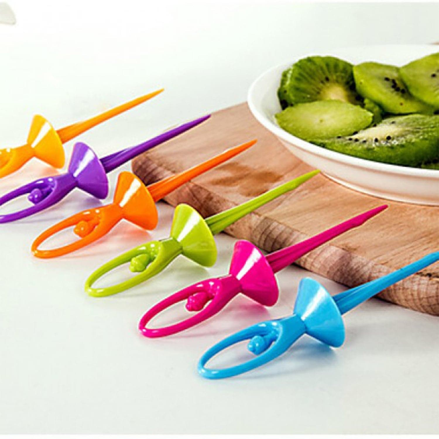 Dancing Doll Fruit Fork Cutlery Set with Stand Set of 6. thumbnail 1