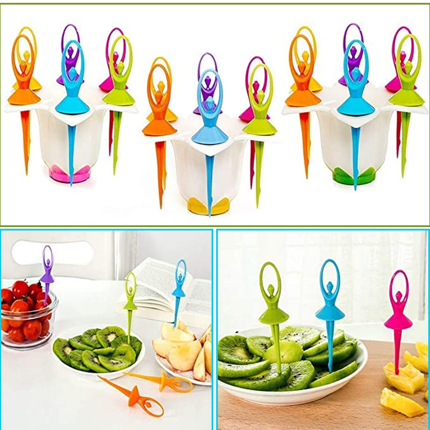 Dancing Doll Fruit Fork Cutlery Set with Stand Set of 6. thumbnail 5