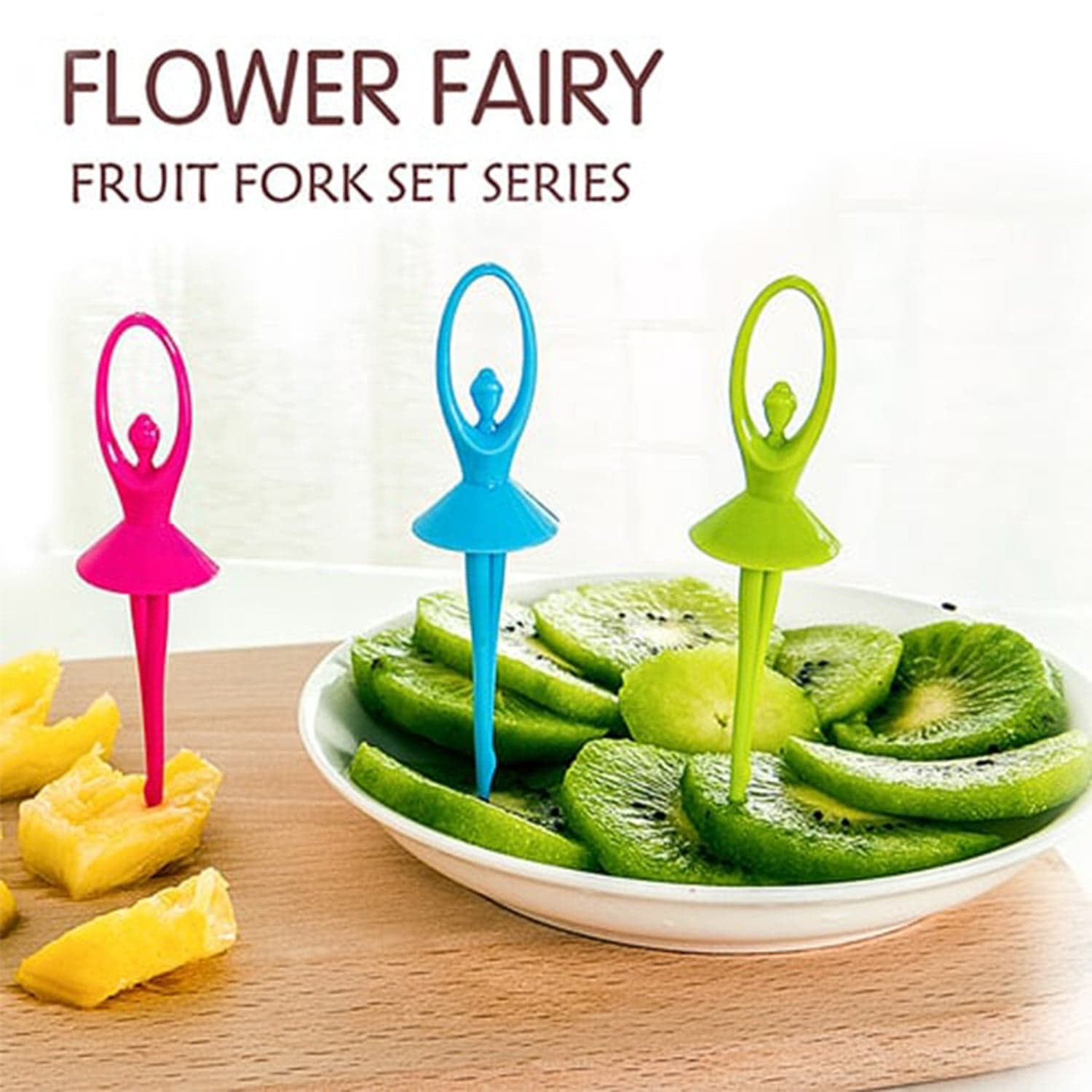 Dancing Doll Fruit Fork Cutlery Set with Stand Set of 6. thumbnail 6