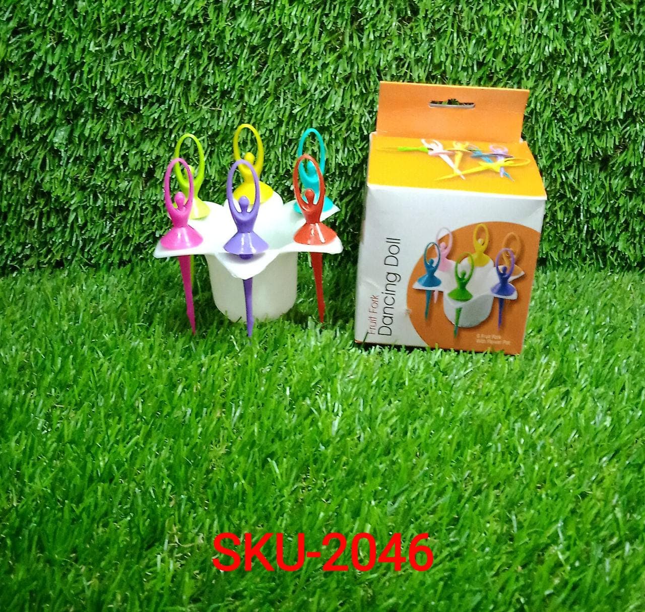 Dancing Doll Fruit Fork Cutlery Set with Stand Set of 6. thumbnail 8