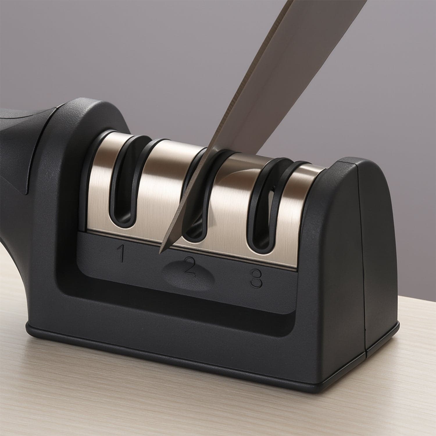 Manual Red & Black Knife Sharpener 3 Stage Sharpening Tool for Ceramic Knife and Steel Knives. thumbnail 10