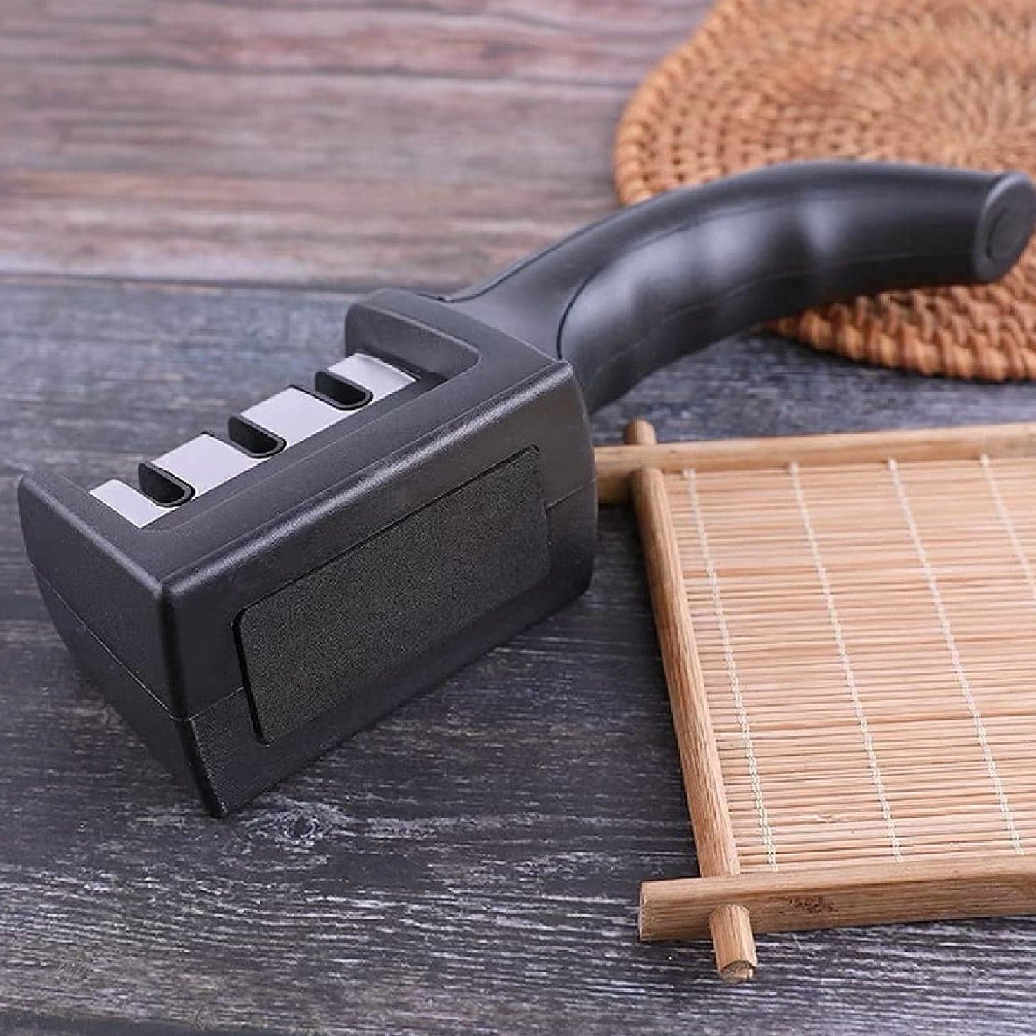 Manual Red & Black Knife Sharpener 3 Stage Sharpening Tool for Ceramic Knife and Steel Knives. thumbnail 11
