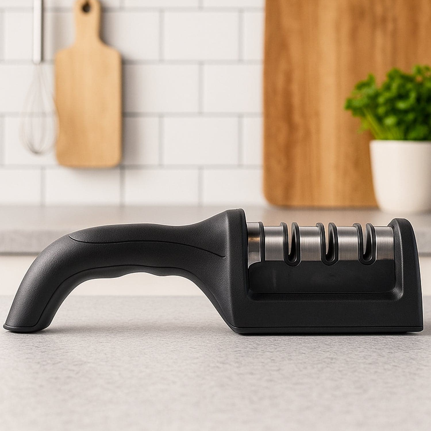 Manual Red & Black Knife Sharpener 3 Stage Sharpening Tool for Ceramic Knife and Steel Knives. thumbnail 6
