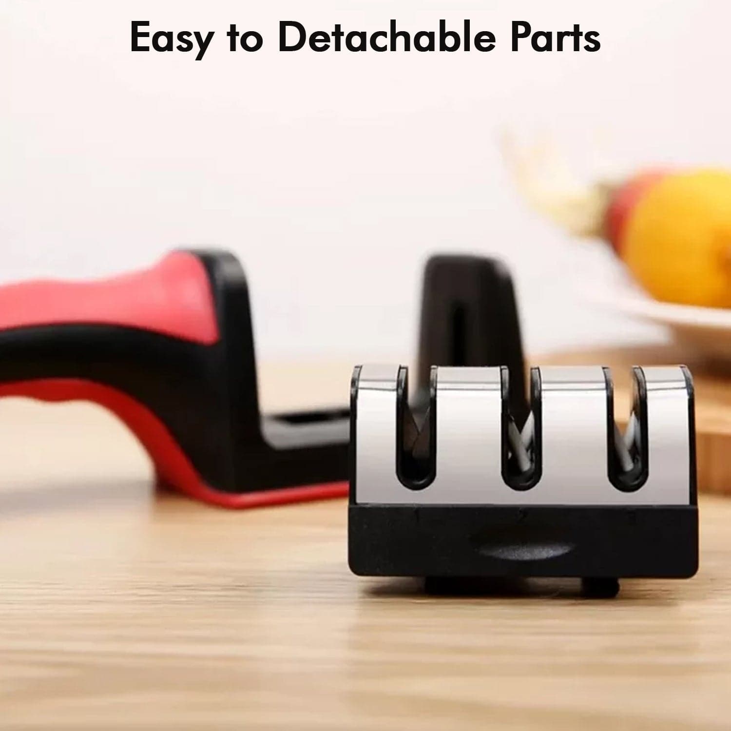 Manual Red & Black Knife Sharpener 3 Stage Sharpening Tool for Ceramic Knife and Steel Knives. thumbnail 7