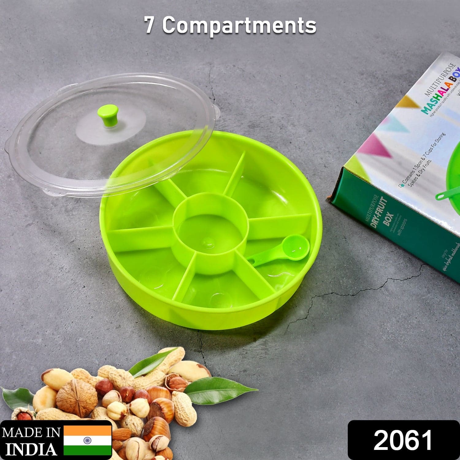 Multipurpose Dry-fruit and masala box with single spoon. thumbnail 2