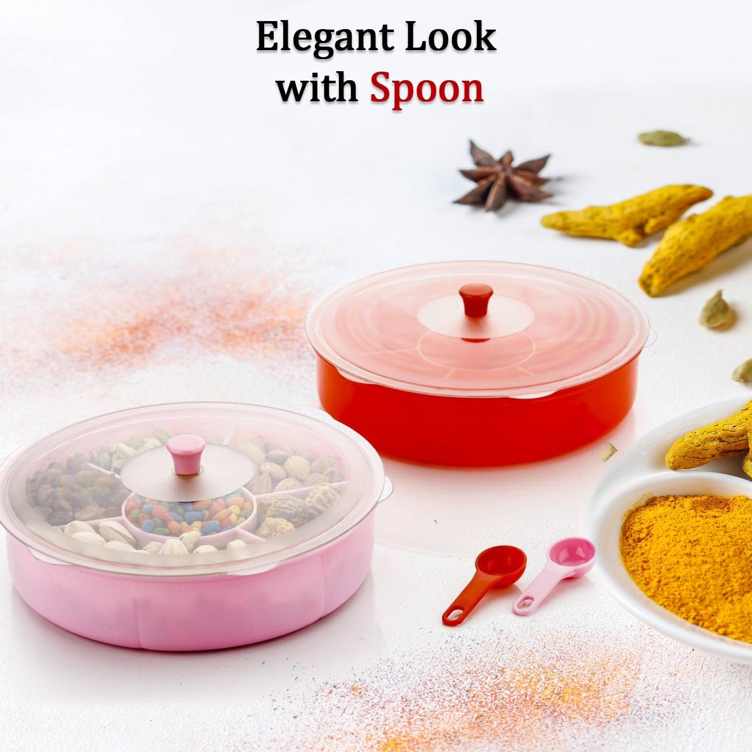 Multipurpose Dry-fruit and masala box with single spoon. thumbnail 6