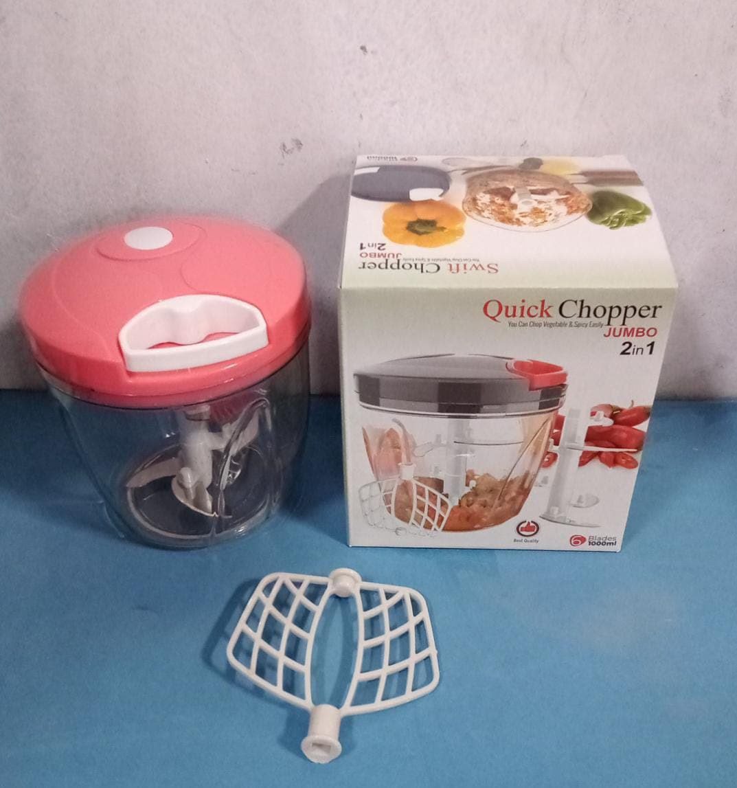6 BLADE 2IN1 MANUAL FOOD CHOPPER, COMPACT & POWERFUL HAND HELD VEGETABLE CHOPPER (1000Ml) thumbnail 11
